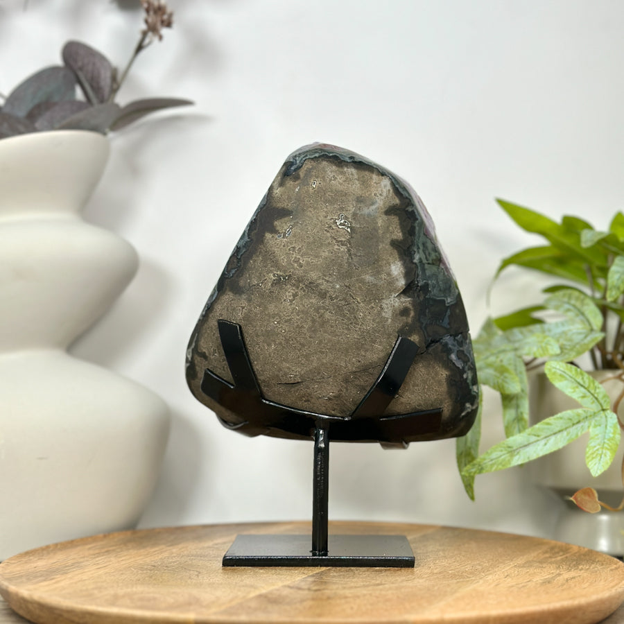Natural Amethyst, Calcite &amp; Black Hematite Crystal Specimen - MWS3095