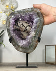Rare Large Amethyst Geode with Quartz Shell & Black Hematite Calcite Inclusion - MWS2535