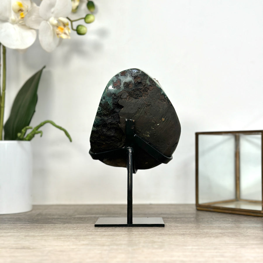 Quartz Cluster with Rare Red Hematite &amp; Calcite Formation - MWS2503