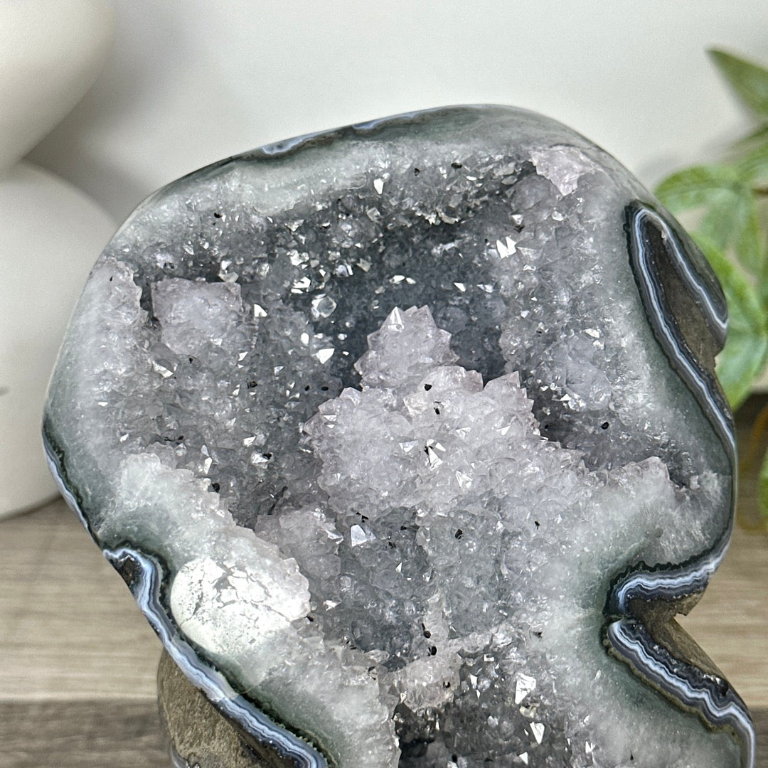 Natural Quartz Geode Statement piece on Stand - MWS3296