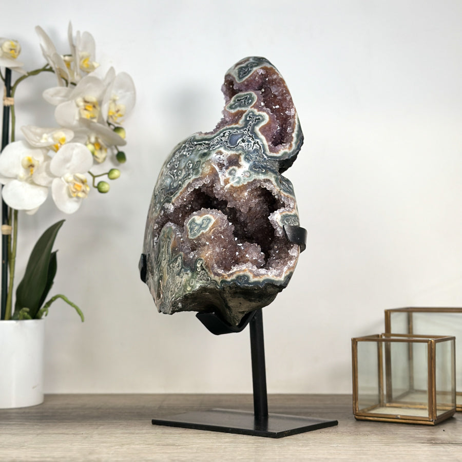 Unique Green Jasper &amp; Amethyst Crystal Specimen