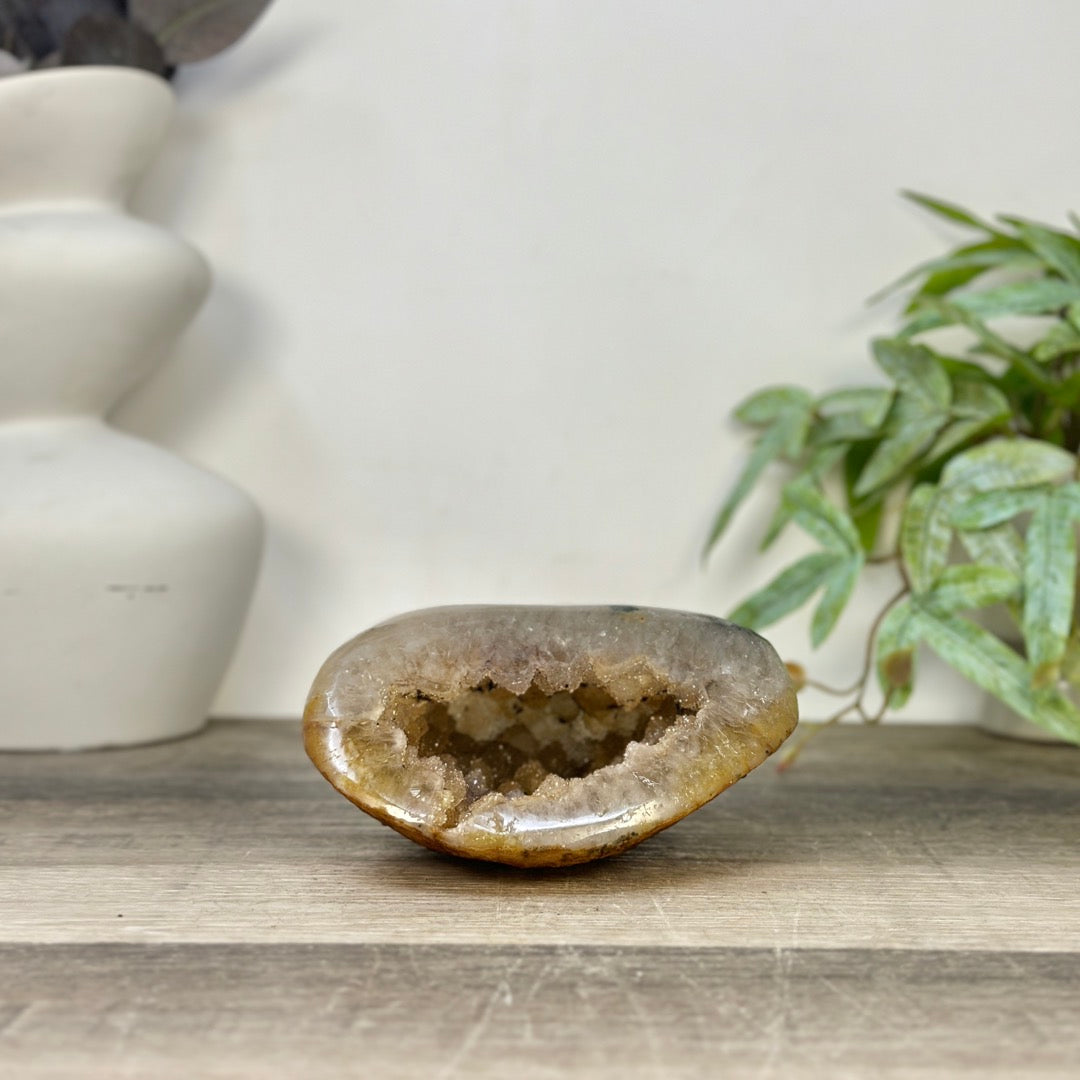 Yellow Sugar Druzy Quartz Geode - STGE0060