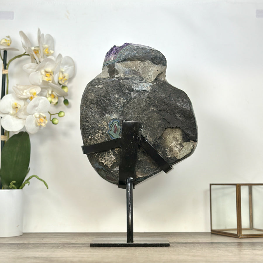 Large Deep Purple Amethyst Geode on Metal Stand - MWS2966