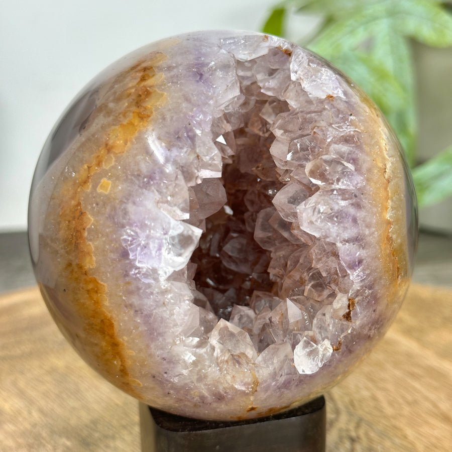 Amethyst &amp; Agate Sphere Geode with Crystal Cavity - SPH0204
