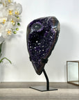 Deep Purple Amethyst Geode on Metal Stand – Stunning Crystal Display - MWS2716