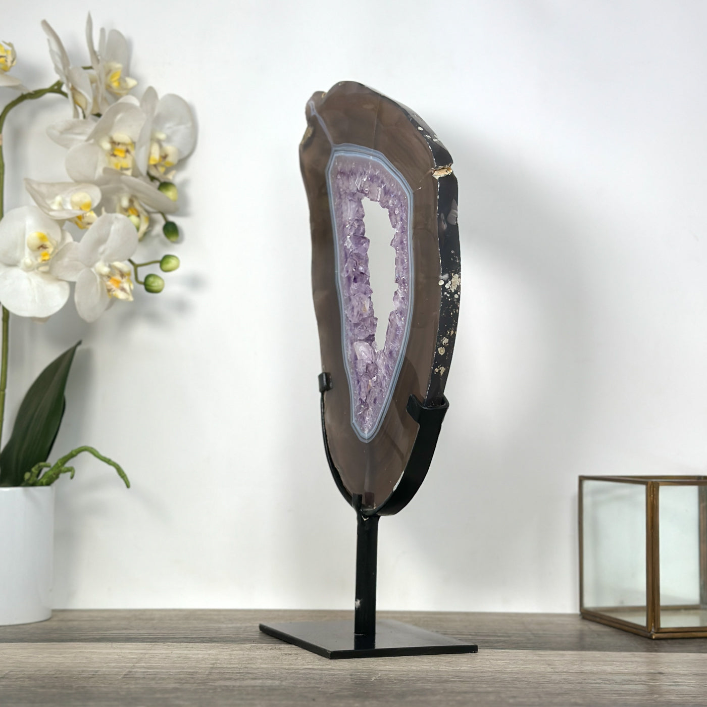 Natural Amethyst Geode Slice with Amethyst Crystal Center for Home Decor - MWS2671