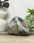 Natural Quartz & Green Jasper Stone Geode with Calcite Formation - STGE0031