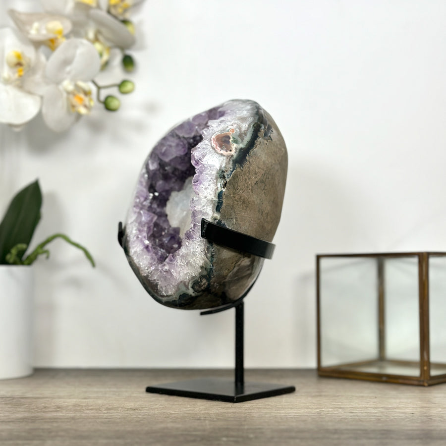 Natural Amethyst Geode wih Calcite Crystal interior - MWS3018