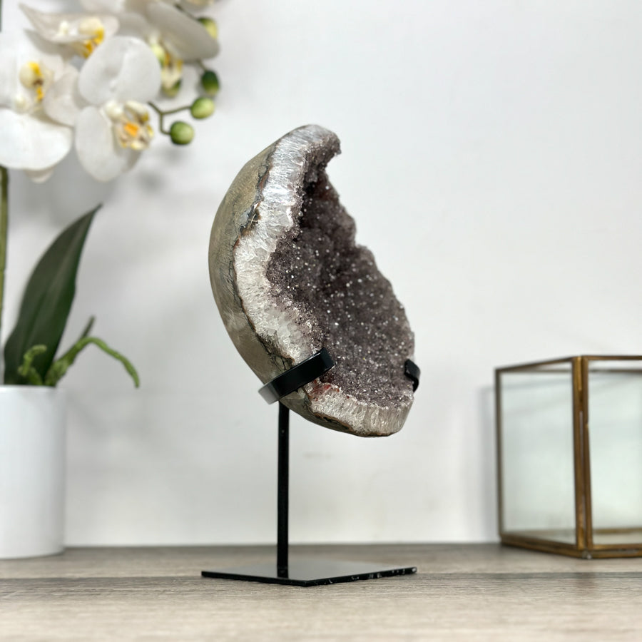 Smoky Quartz Geode on Metal Stand - MWS2858