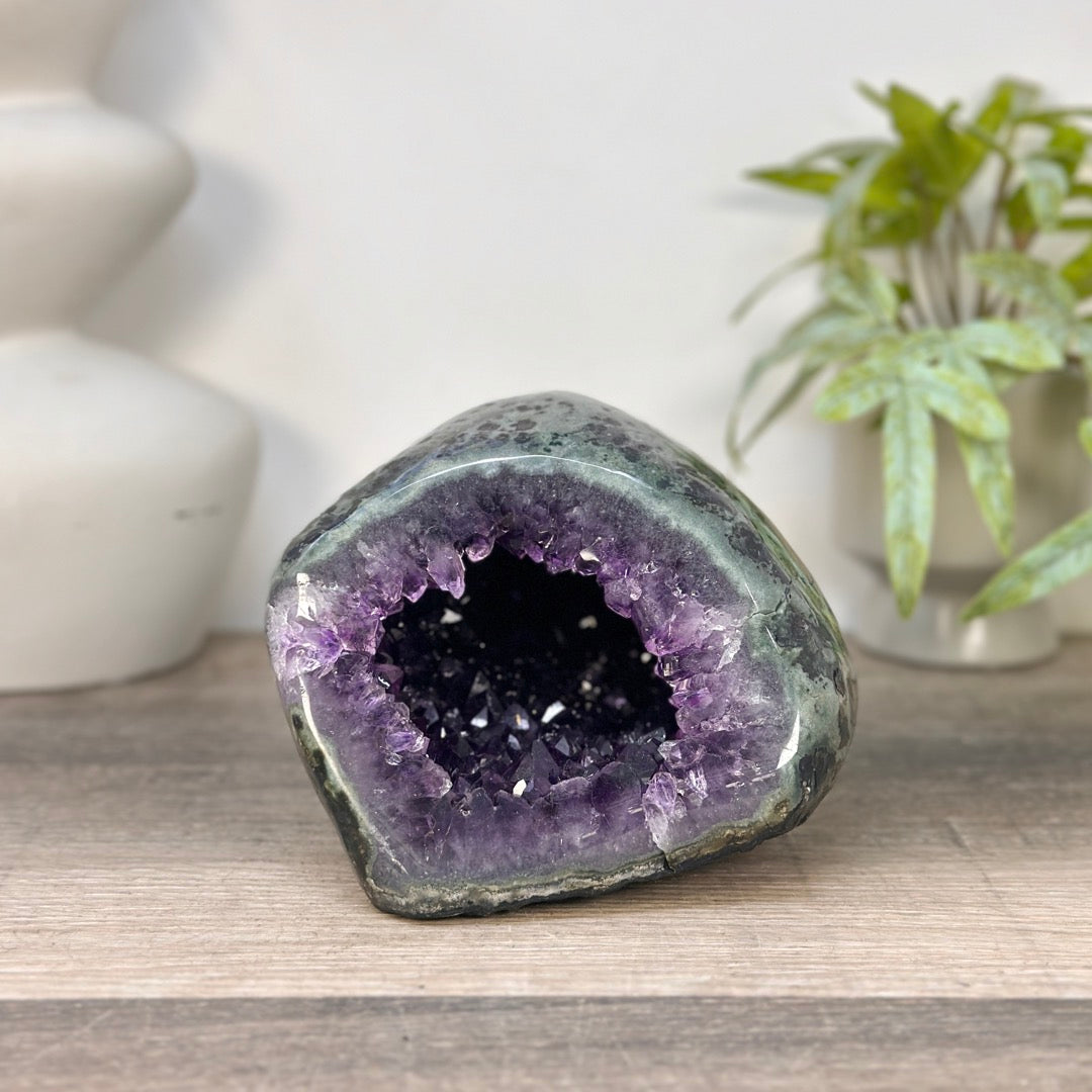 Natural Amethyst Geode with Green Jasper Shell - STGE0092