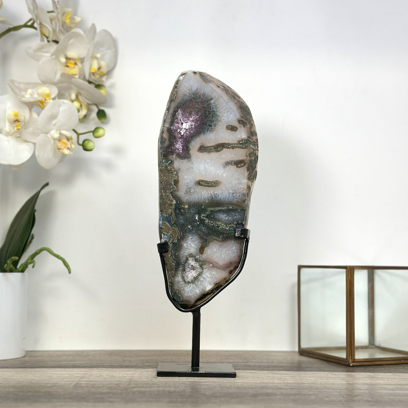 Amethyst and Quartz Slice Mineral Specimen for Home Decor - MWS2666