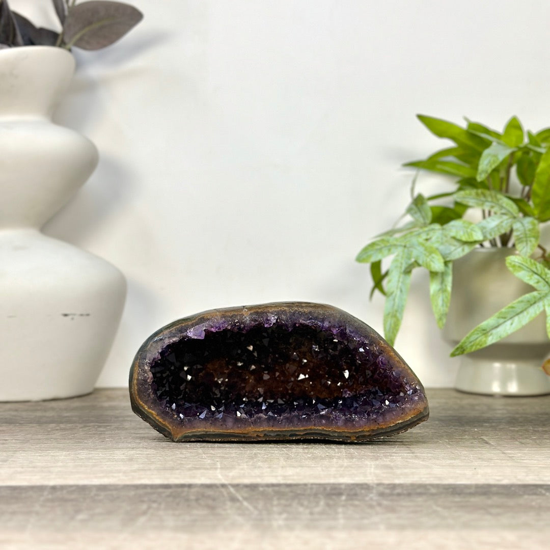 Uruguayan Amethyst Geode with Polished Agate Shell - STGE0118
