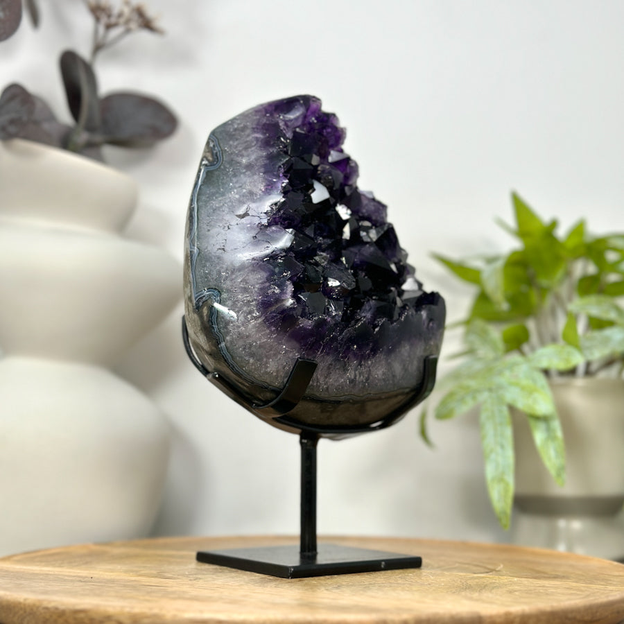 A+ Grade Amethyst Cluster from Uruguay on Metal Stand - MWS3053