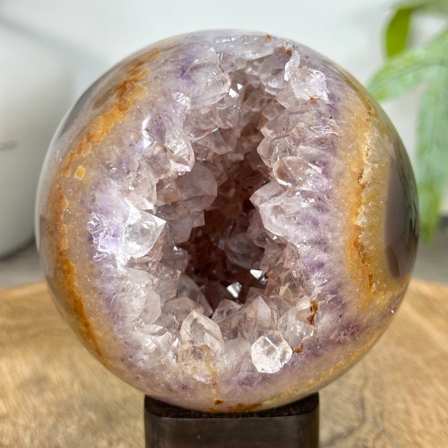 Amethyst &amp; Agate Sphere Geode with Crystal Cavity - SPH0204