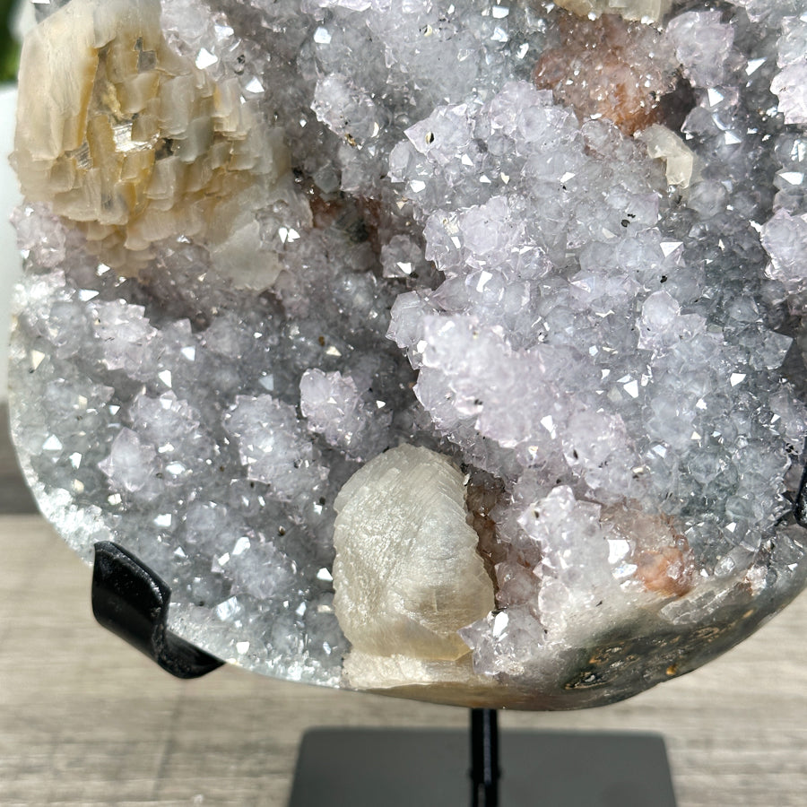 Amethyst and Calcite Crystal Cluster with stalctite Formations on Stand - MWS2607