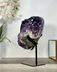 Amethyst Crystal Cluster on Stand—Deep Purple Display for Home Decor - MWS2694