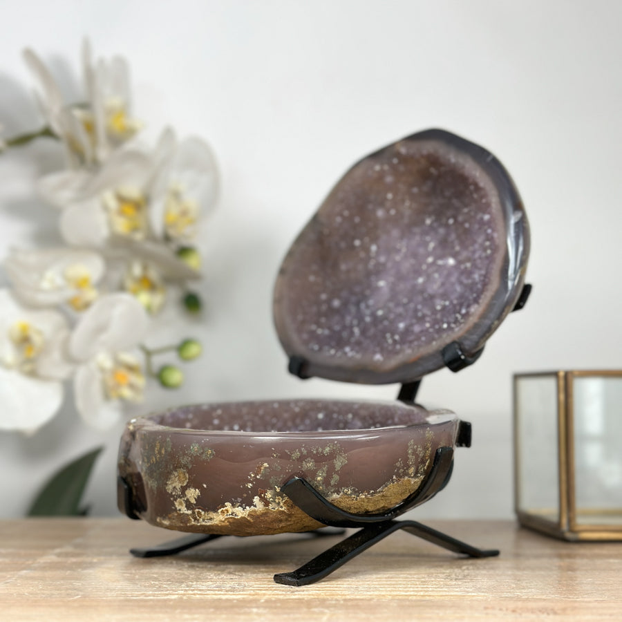 Stunning Polished Agate Geode with Amethyst Interior - MWS1986