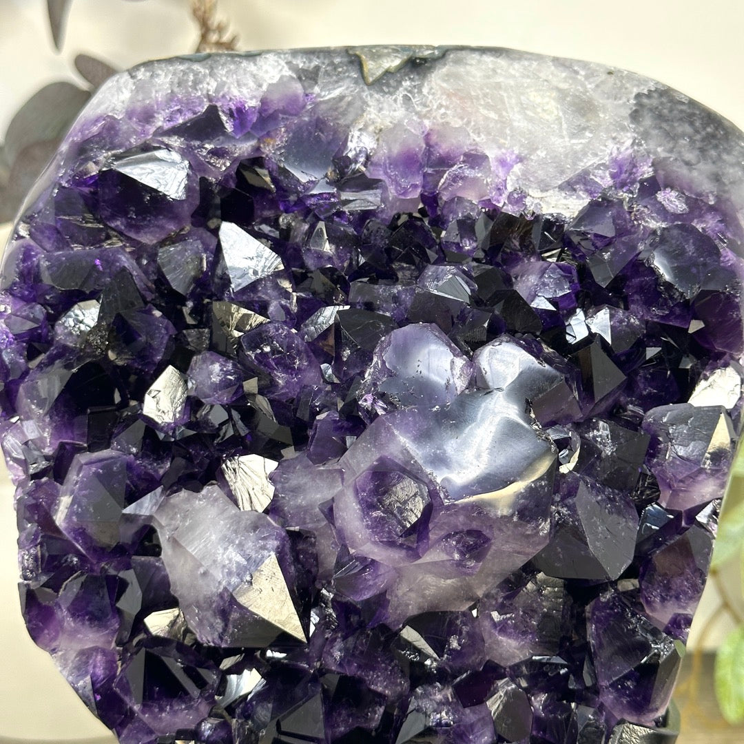 Top Grade Uruguayan Amethyst with Deep Purple Large Crystals on Stand - MWS3281