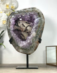 Rare Large Amethyst Geode with Quartz Shell & Black Hematite Calcite Inclusion - MWS2535