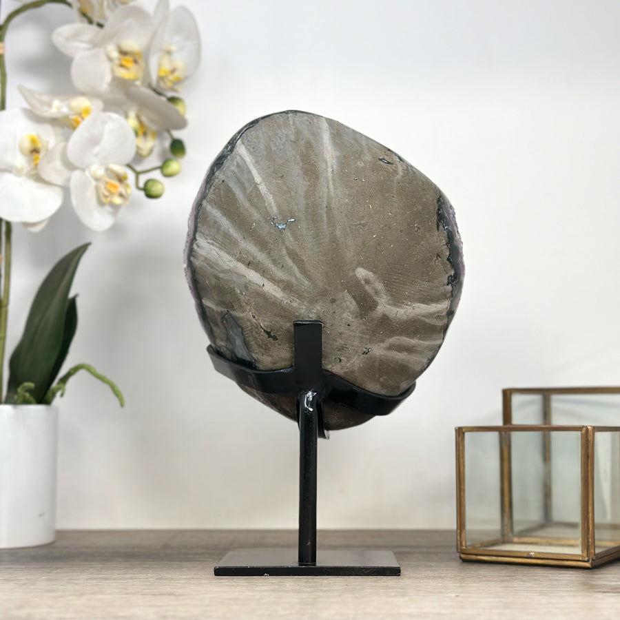 Natural Uruguayan Amethyst Crystal Formation with Stand