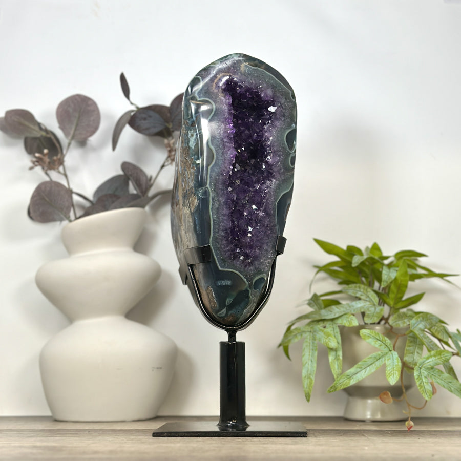 Unique Double Amethyst &amp; Agate Geode with Rotary Stand - MWS3176