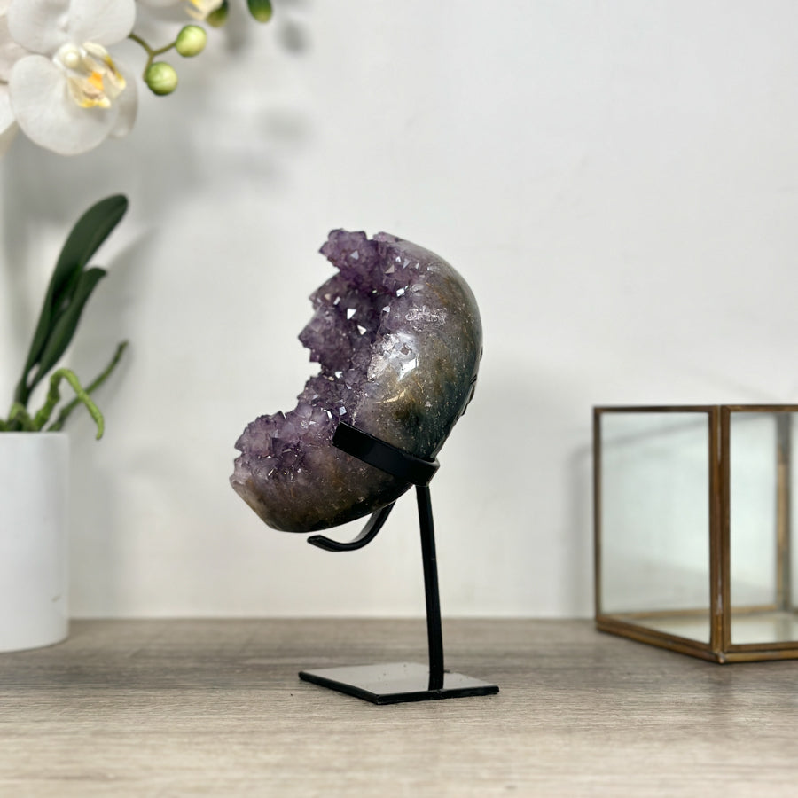 Amethyst Moon Shape Crystal Cluster on Stand - MWS2576