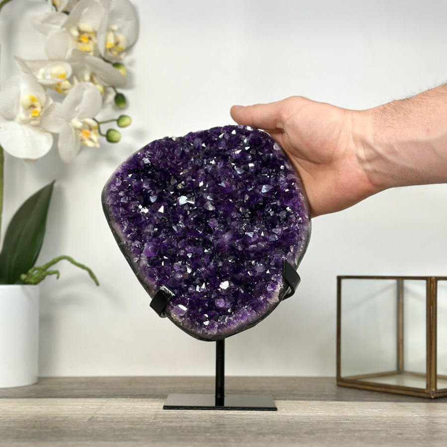 Amethyst Crystal Cluster on Stand - Purple Mineral Display for Home Decor - MWS2639