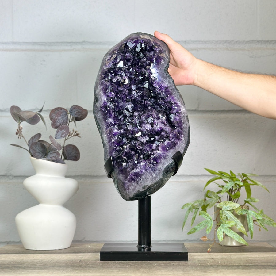 Huge Natural Amethyst Specimen on Metal Stand - MWS3149