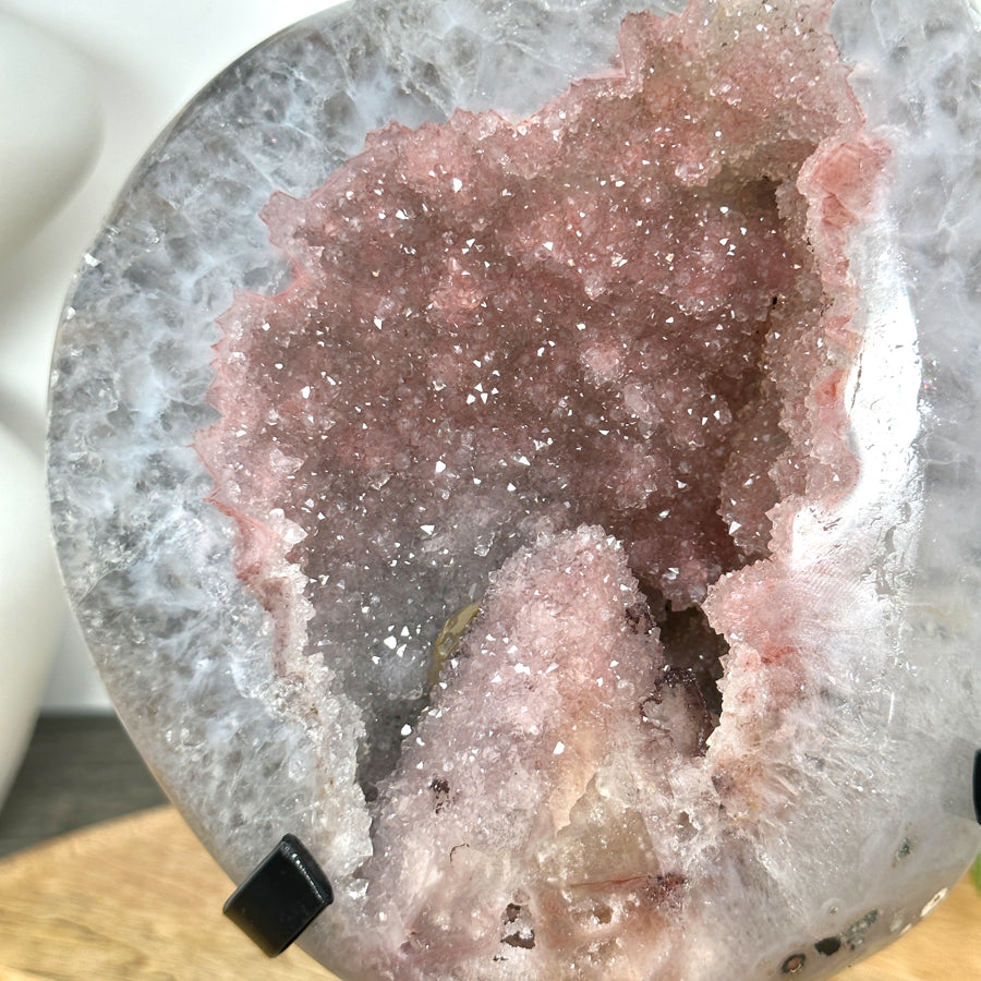 Unique Pink Amethyst Geode with Calcite Formation - MWS3051
