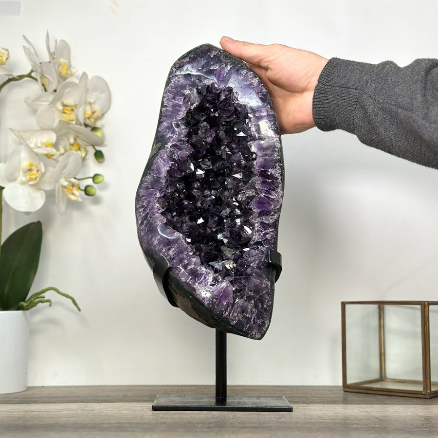 XXL Deep Purple Amethyst Geode With Metal Stand - MWS2751