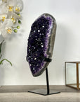 A+ Grade Amethyst Geode on Metal Stand – Stunning Crystal Decor for Shelf Display - MWS2708
