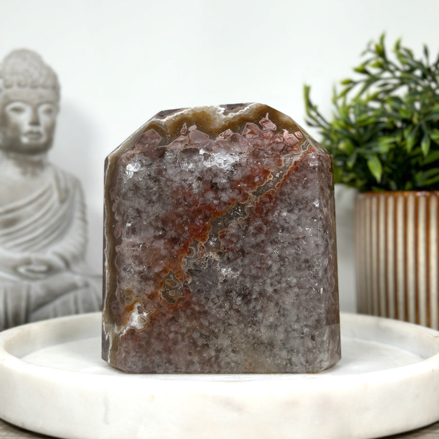 Top Grade Amethyst &amp; Jasper Stone Tower Carving  - STP0147