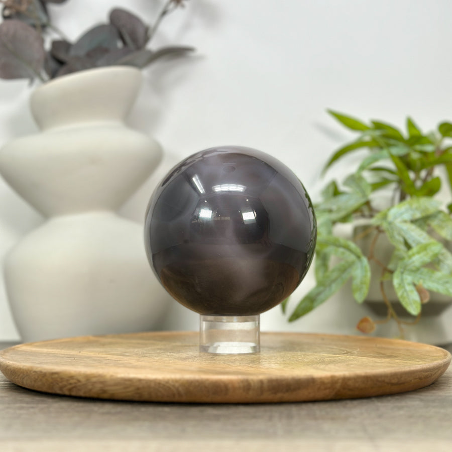 Natural Blue Banded Agate &amp; Druzy Sphere Geode - SPH0161