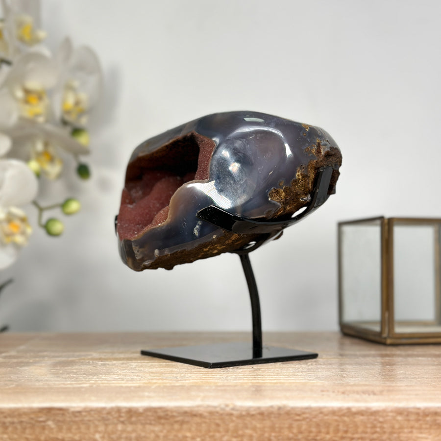 Unique Red Tone Quartz &amp; Agate Geode - MWS1930