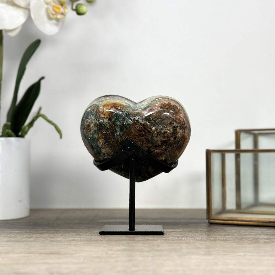 Deep purple Amethyst &amp; Green Jasper Stone Heart - HST0301