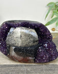 Natural Amethyst Geode with Calcite & Black Hematite Inclusion - STGE0058