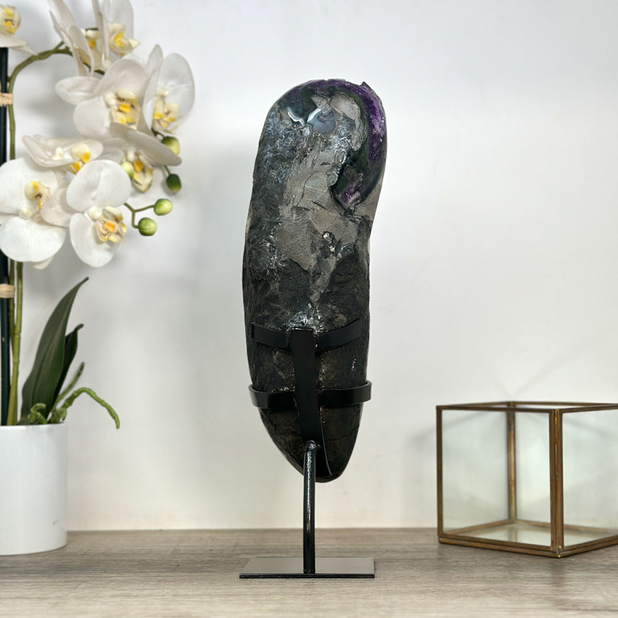 Huge Natural Top Grade Amethyst Geode, Metal Stand Included - MWS2476