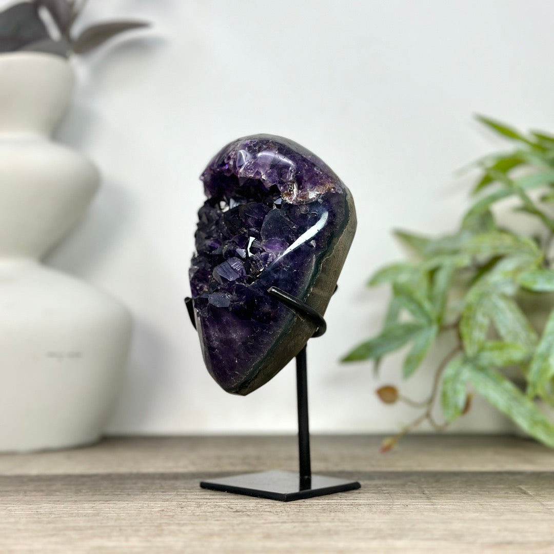 Natural Uruguayan Amethyst Specimen on Stand - MWS3268
