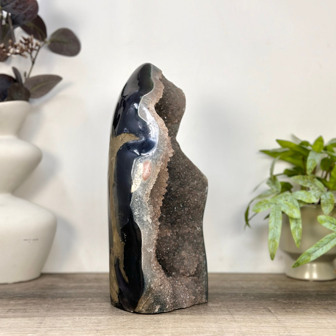 Huge Natural Agate &amp; Sugar Quartz Druzy Statement Piece - CBP1427