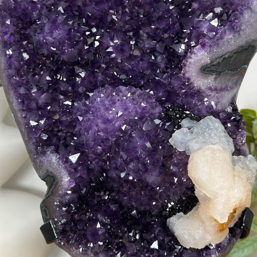 Top Grade Natural Amethyst Specimen with Stalactites &amp; Calcite Crystal - MWS3128