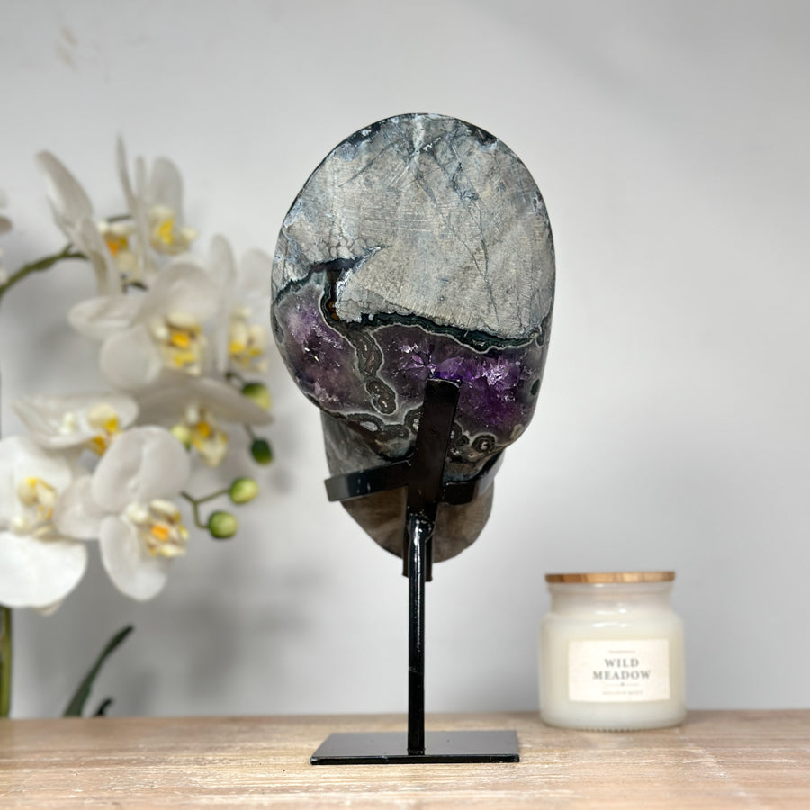 Beautiful Natural Amethyst Geode, Metal Stand Included - MWS1764