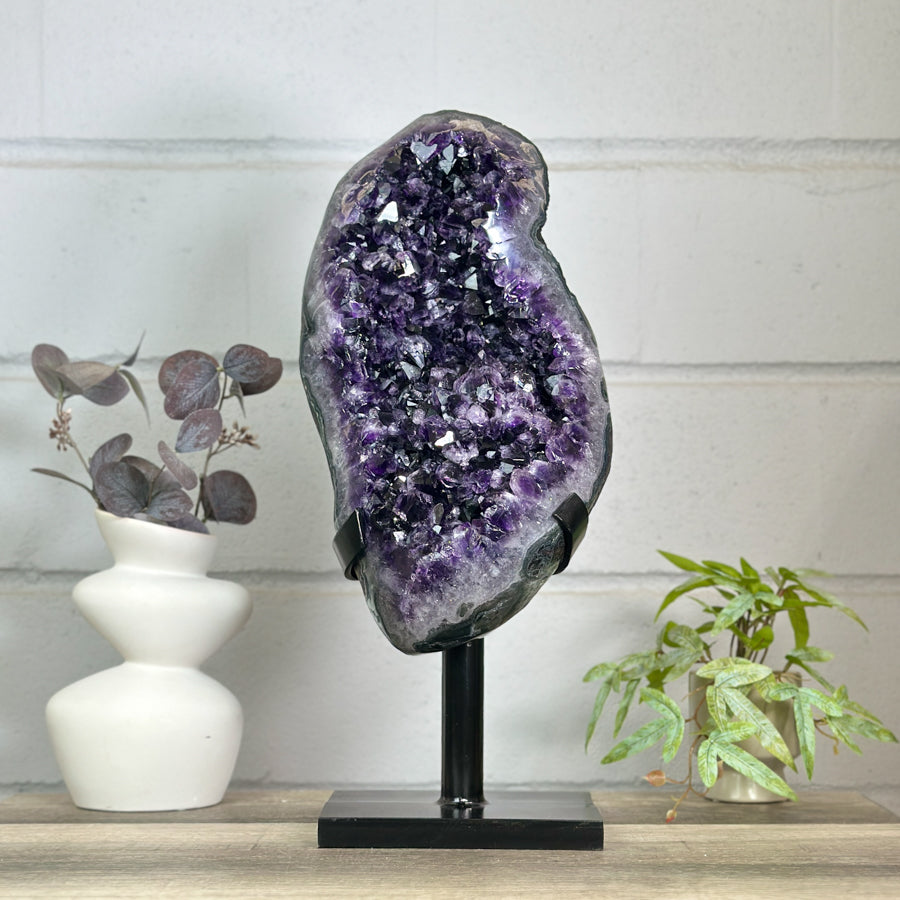 Huge Natural Amethyst Specimen on Metal Stand - MWS3149