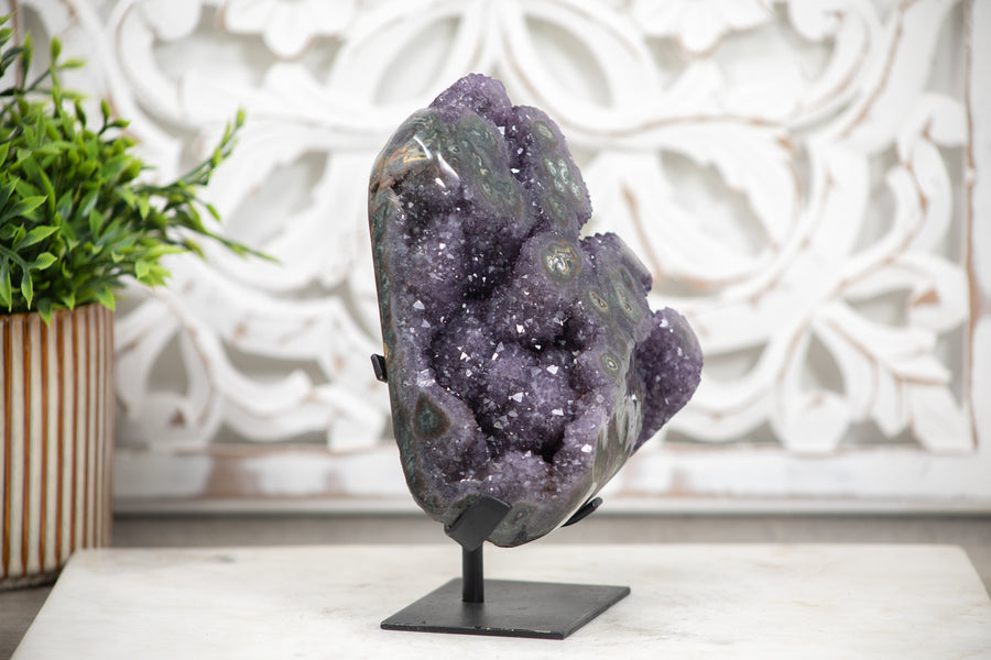Unique Amethyst Crystal Cluster with Beautiful Stalactite Eyes Formations - MWS0071