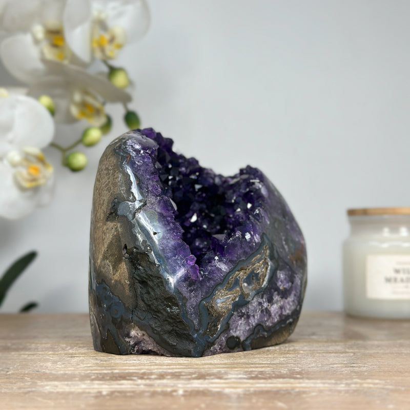 Deep Purple Natural Amethyst Cathedral Geode - CBP1087