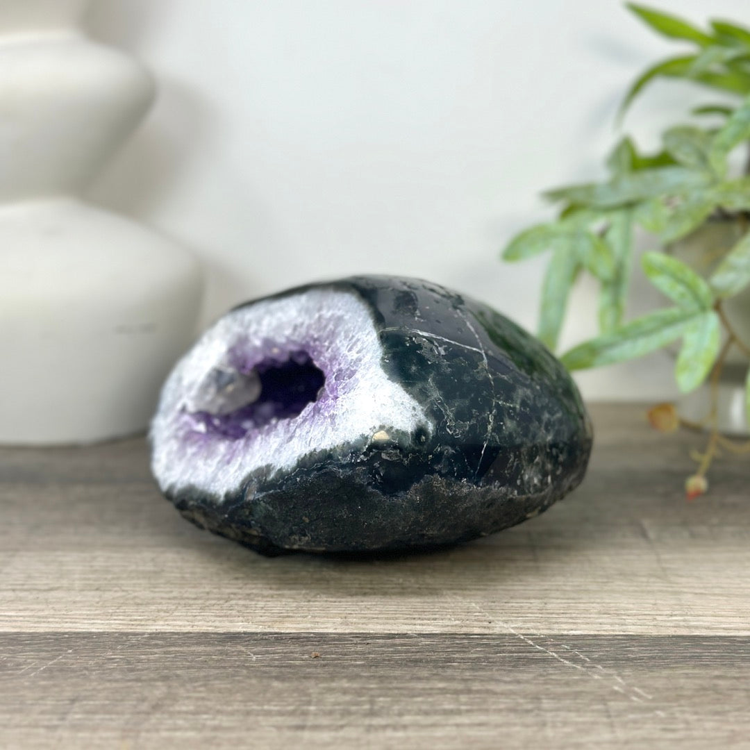 Natural Amethyst Geode with Quartz Shell - STGE0041