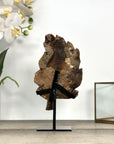 Amethyst & Jasper Stone Leaf Carving with Metal Stand - MWS2808