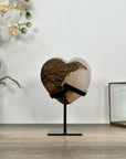 Natural Yellow Quartz Stone Heart, Stand Included - HST0333