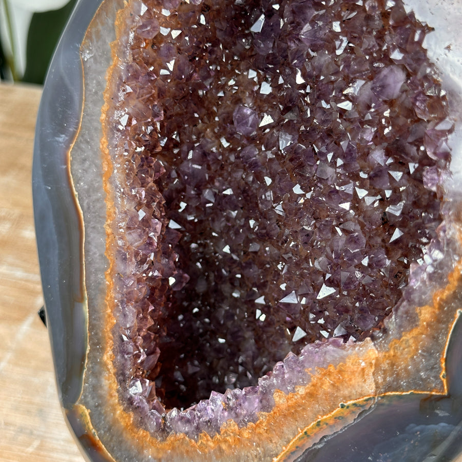 Natural Amethyst &amp; Agate Geode with Beautiful Yellow Banding - MWS1529