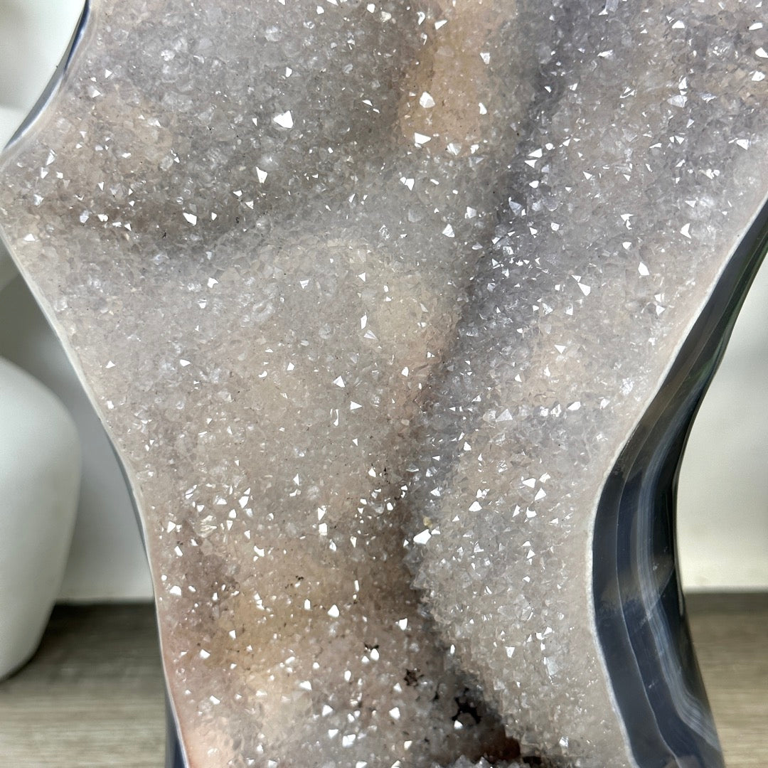 Unique Art Agate &amp; Quartz Geode for Home Decor - Urguayan Statement Piece - CBP1401
