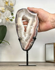 Jasper & Quartz Slice with Druzy Crystals - Stand included - MWS2923